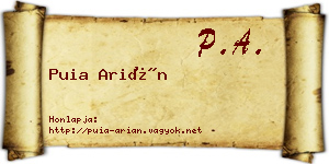 Puia Arián névjegykártya